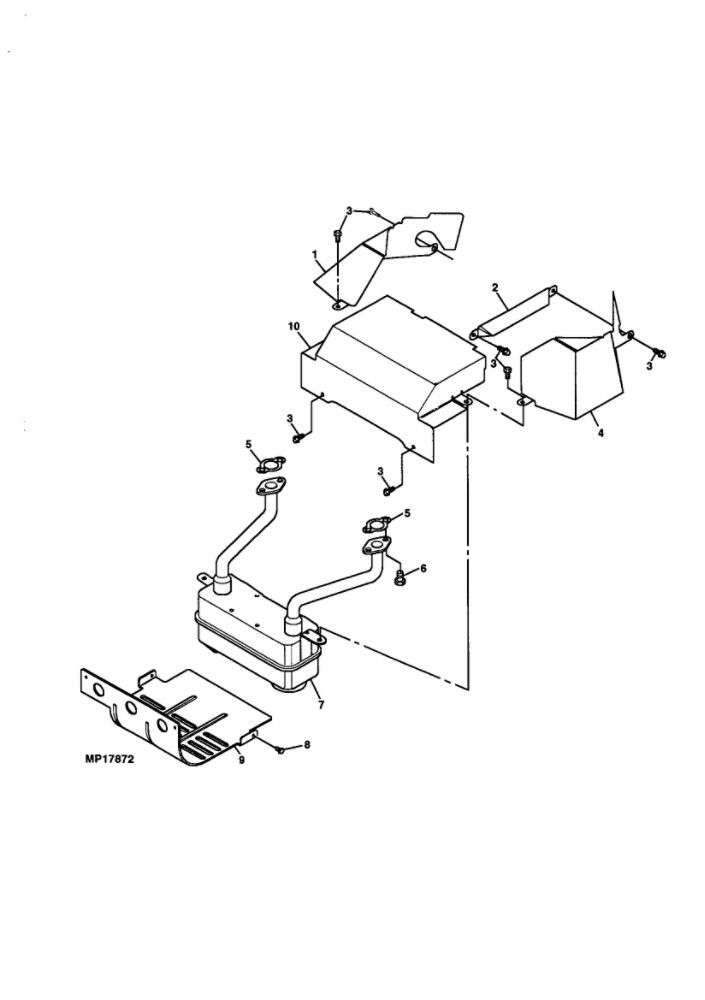 Muffler Diagram and Parts List for 351700-1114  Briggs and Stratton Engine